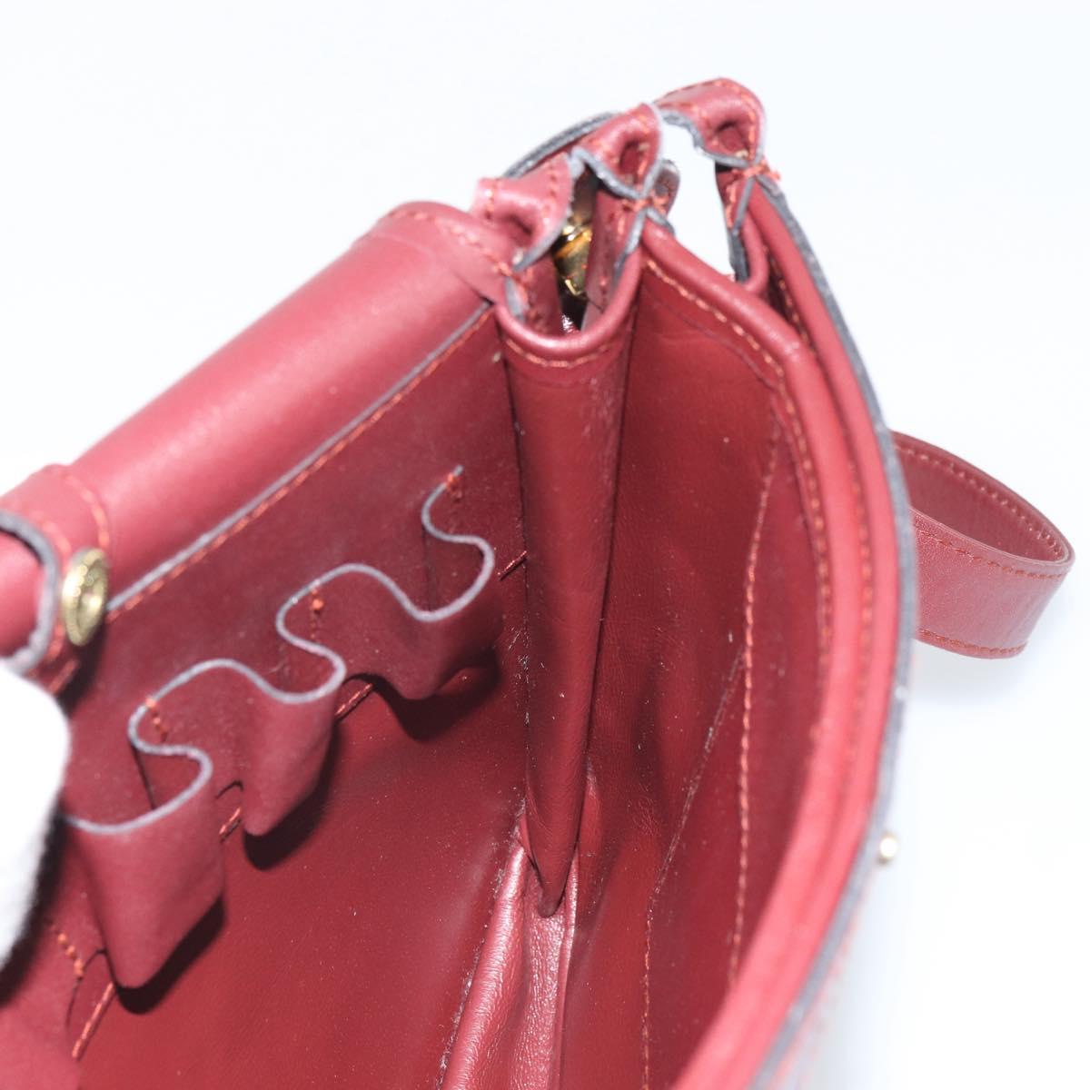 CARTIER Must Line Shoulder Bag Leather Bordeaux Gold Auth 164526