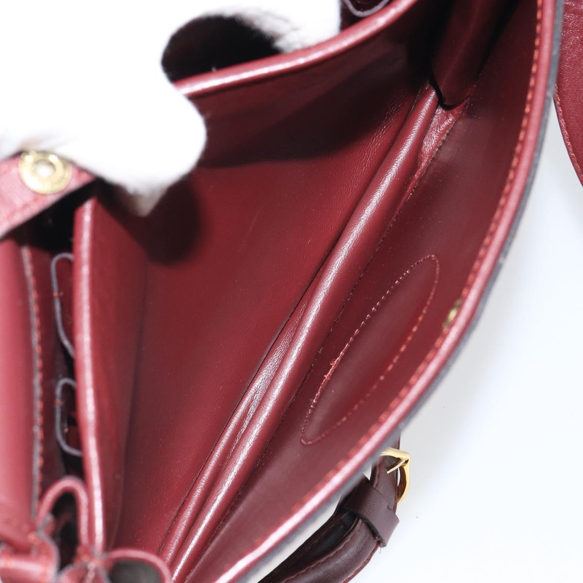 CARTIER Must Line Shoulder Bag Leather Bordeaux Gold Auth 164526