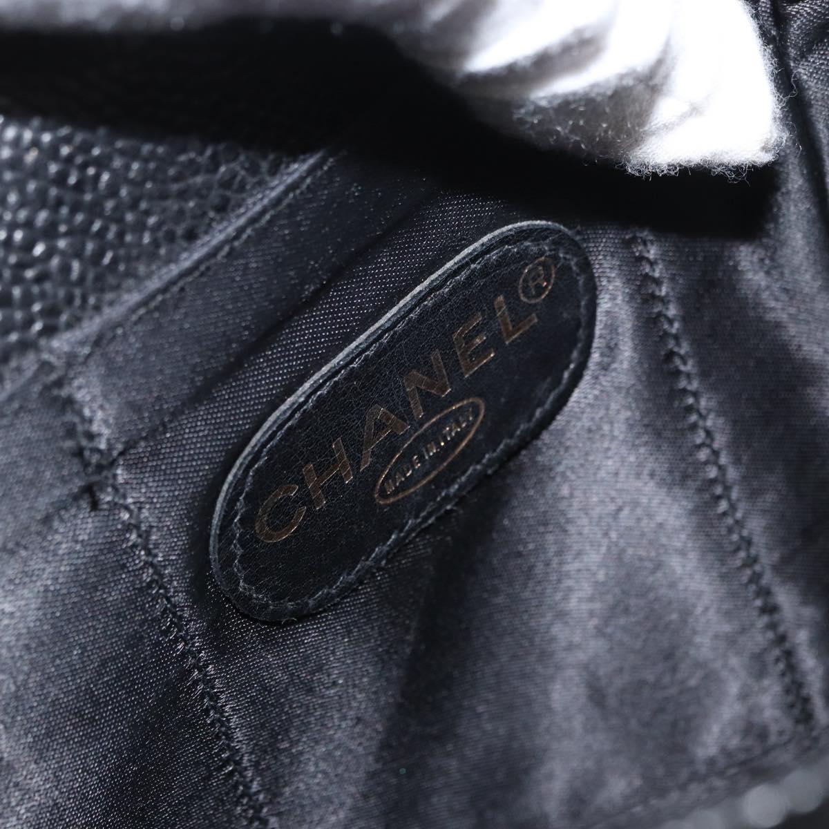 CHANEL Business Bag Caviar Skin Black Gold CC Auth 164528