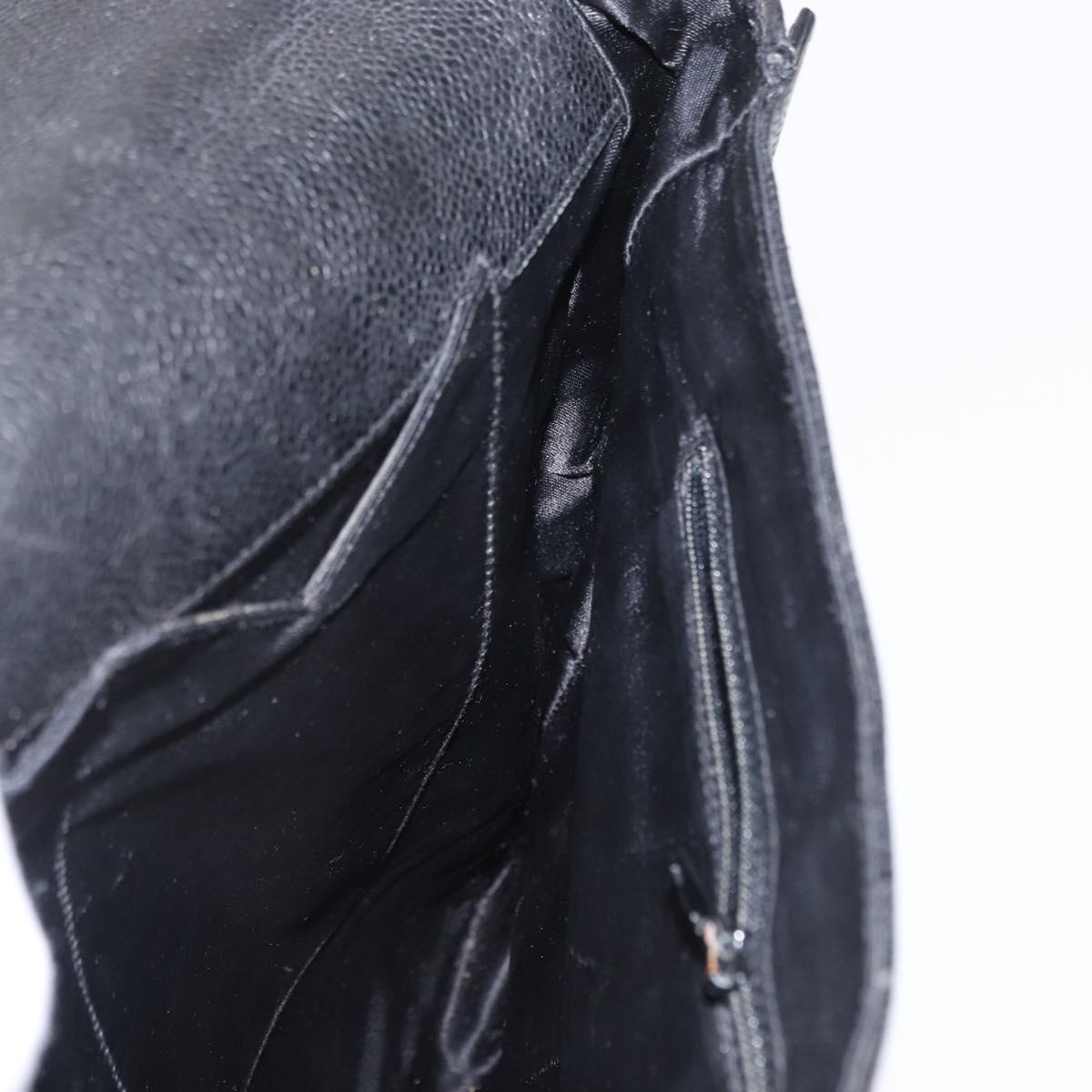 CHANEL Business Bag Caviar Skin Black Gold CC Auth 164528