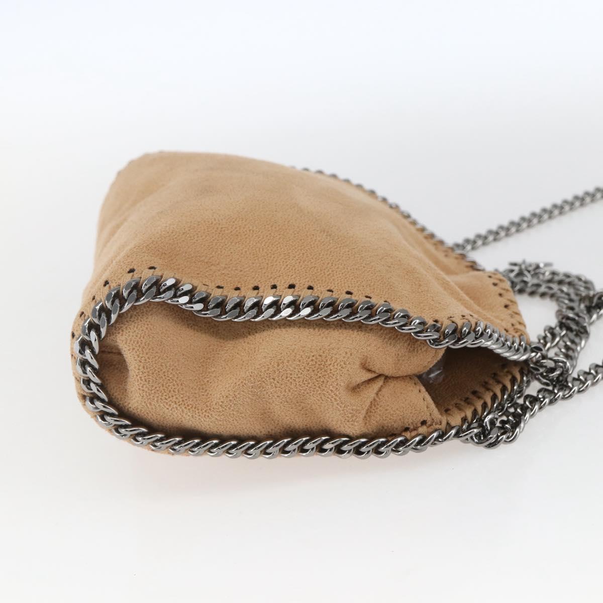 Stella MacCartney Chain Falabella Bag Polyester Beige Silver 371223 Auth 164532