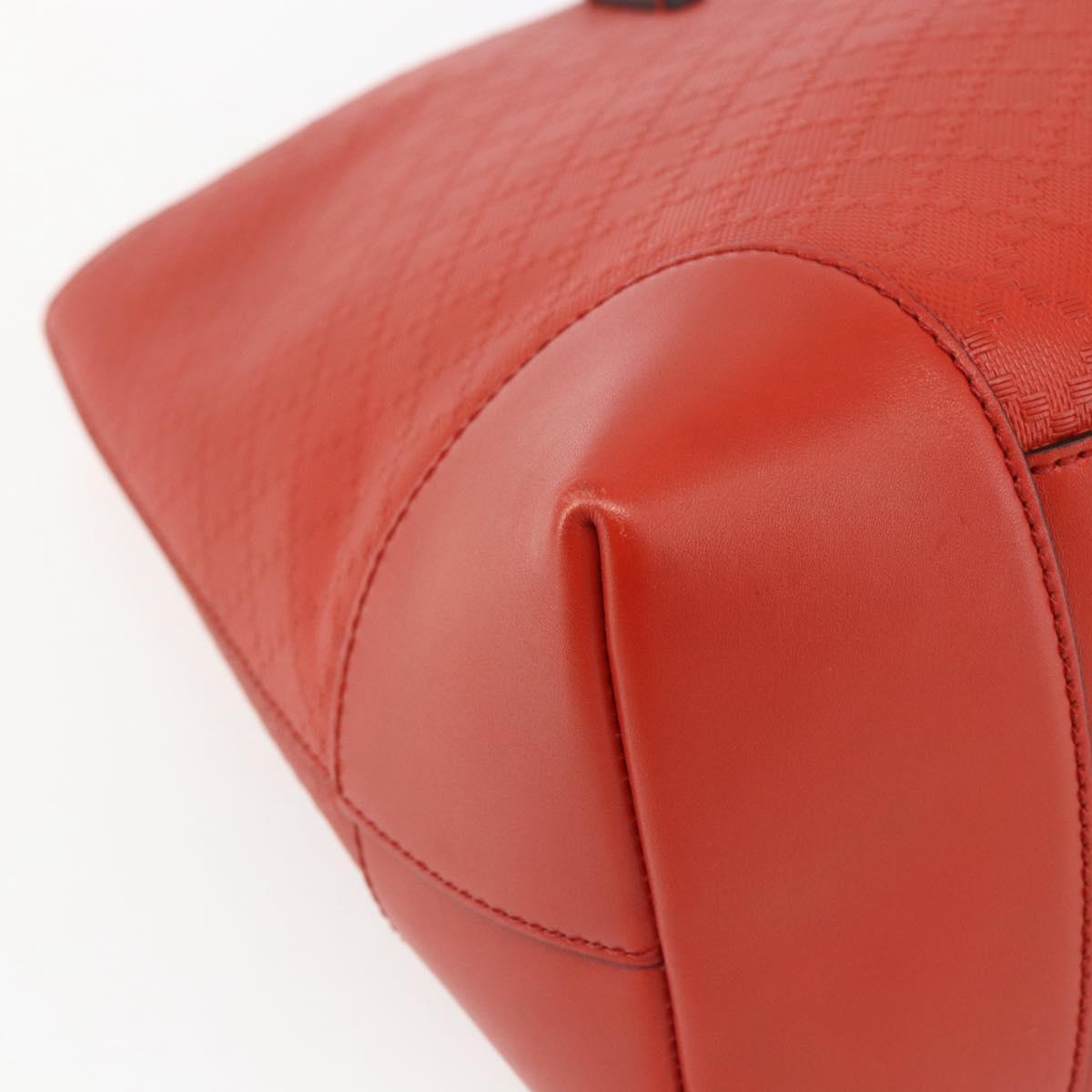 GUCCI Diamante Tote Bag Leather Red Gold 353397 Auth 164533