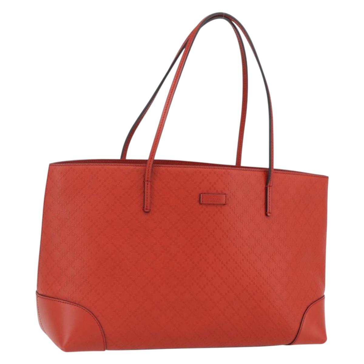 GUCCI Diamante Tote Bag Leather Red Gold 353397 Auth 164533