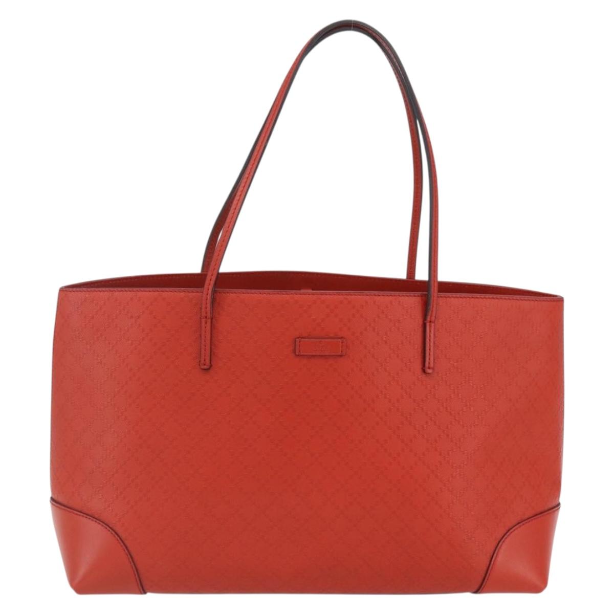 GUCCI Diamante Tote Bag Leather Red Gold 353397 Auth 164533