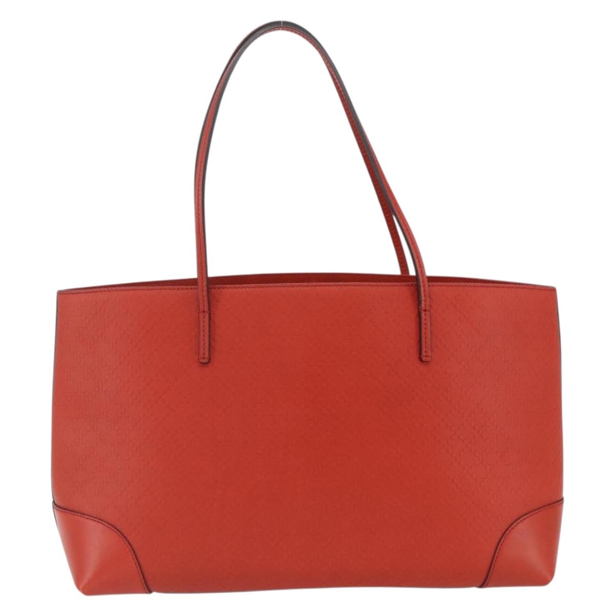 GUCCI Diamante Tote Bag Leather Red Gold 353397 Auth 164533