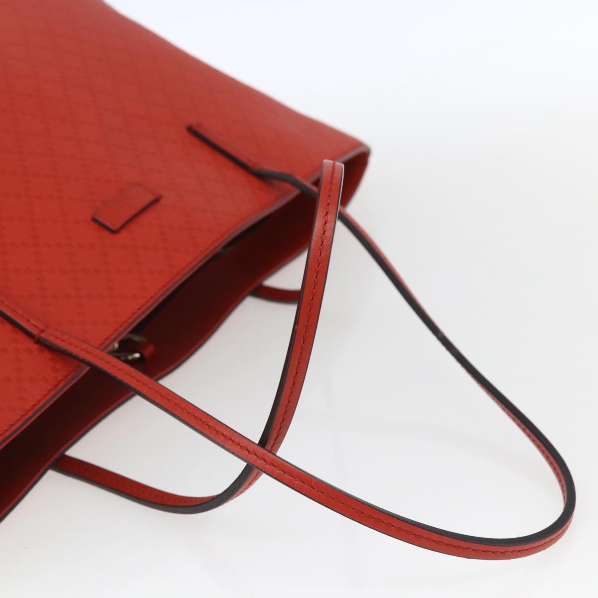 GUCCI Diamante Tote Bag Leather Red Gold 353397 Auth 164533