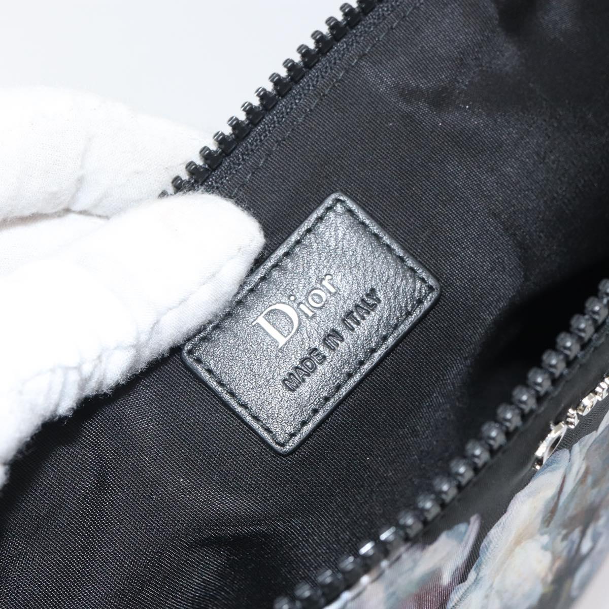 Christian Dior Clutch Bag Nylon Black Silver Auth 164536
