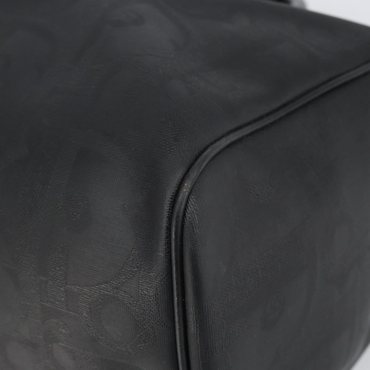 Christian Dior Trotter Canvas Boston Bag PVC Black Gold Auth 164537