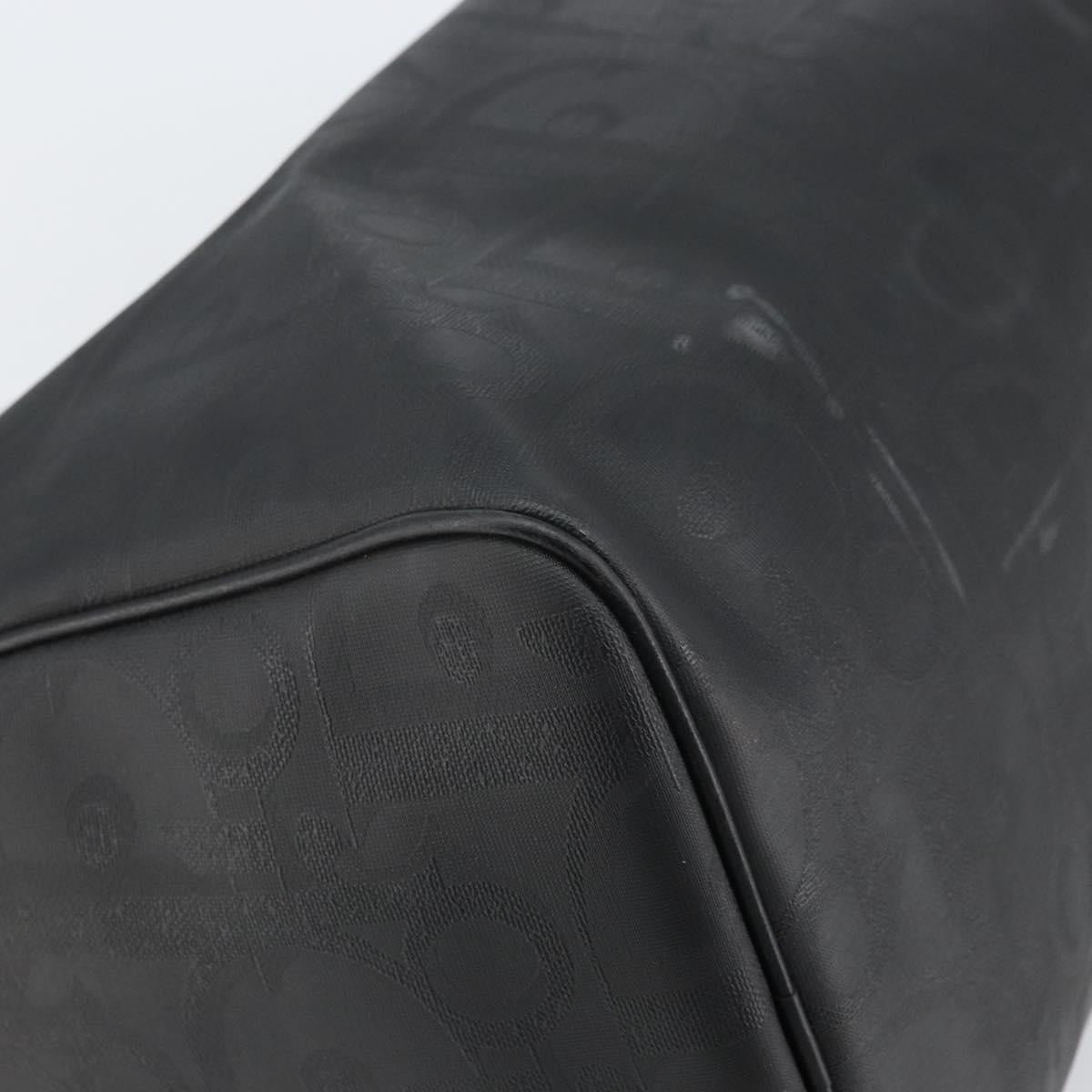 Christian Dior Trotter Canvas Boston Bag PVC Black Gold Auth 164537
