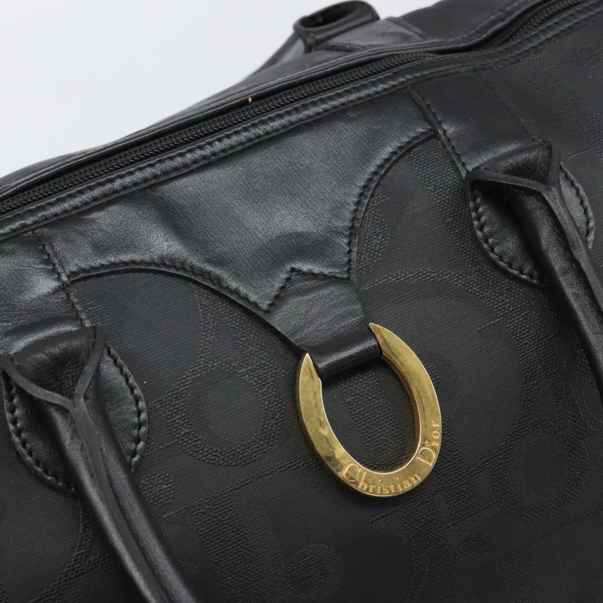 Christian Dior Trotter Canvas Boston Bag PVC Black Gold Auth 164537