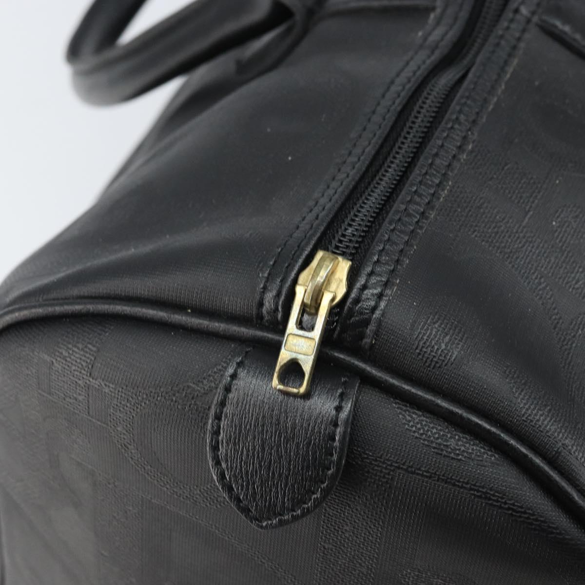 Christian Dior Trotter Canvas Boston Bag PVC Black Gold Auth 164537