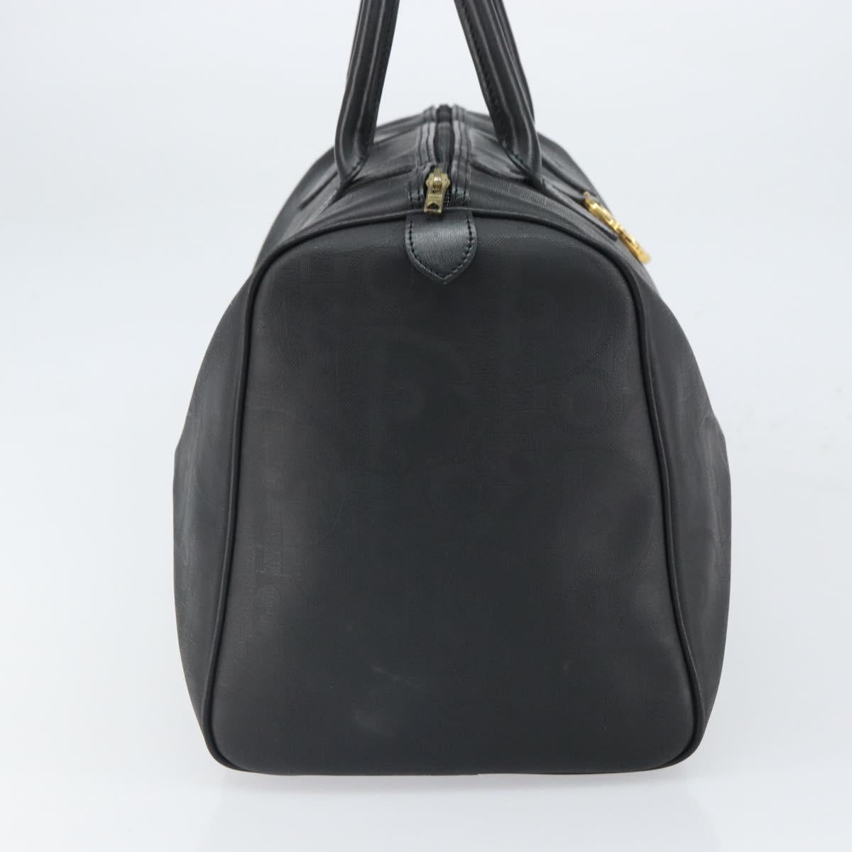 Christian Dior Trotter Canvas Boston Bag PVC Black Gold Auth 164537
