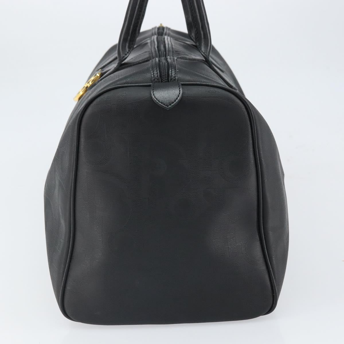 Christian Dior Trotter Canvas Boston Bag PVC Black Gold Auth 164537