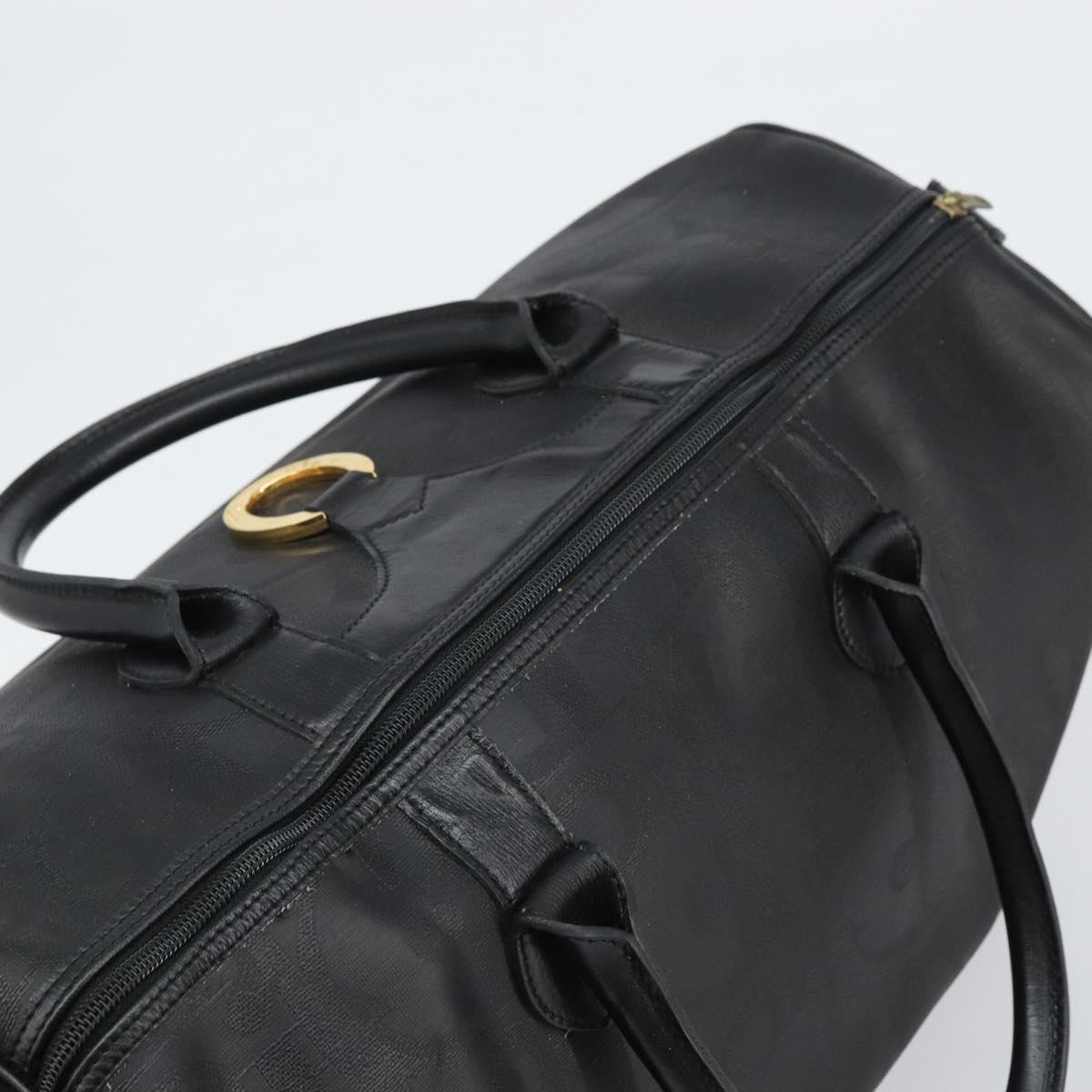 Christian Dior Trotter Canvas Boston Bag PVC Black Gold Auth 164537