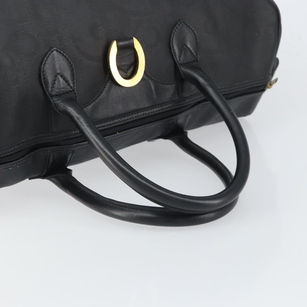 Christian Dior Trotter Canvas Boston Bag PVC Black Gold Auth 164537