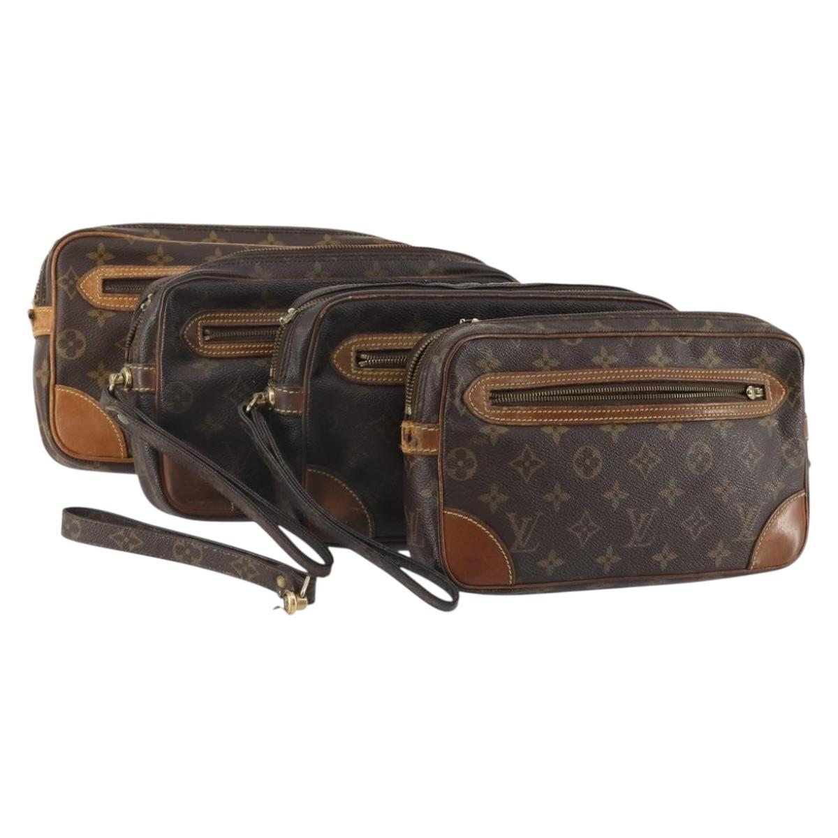 LOUIS VUITTON Monogram Marly Dragonne GM Clutch Bag 4 Set M51825 LV Auth 164641