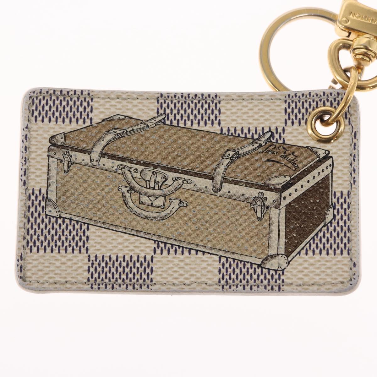 LOUIS VUITTON Damier Azur Porte Cles Afish Key Ring M66178 LV Auth 164678