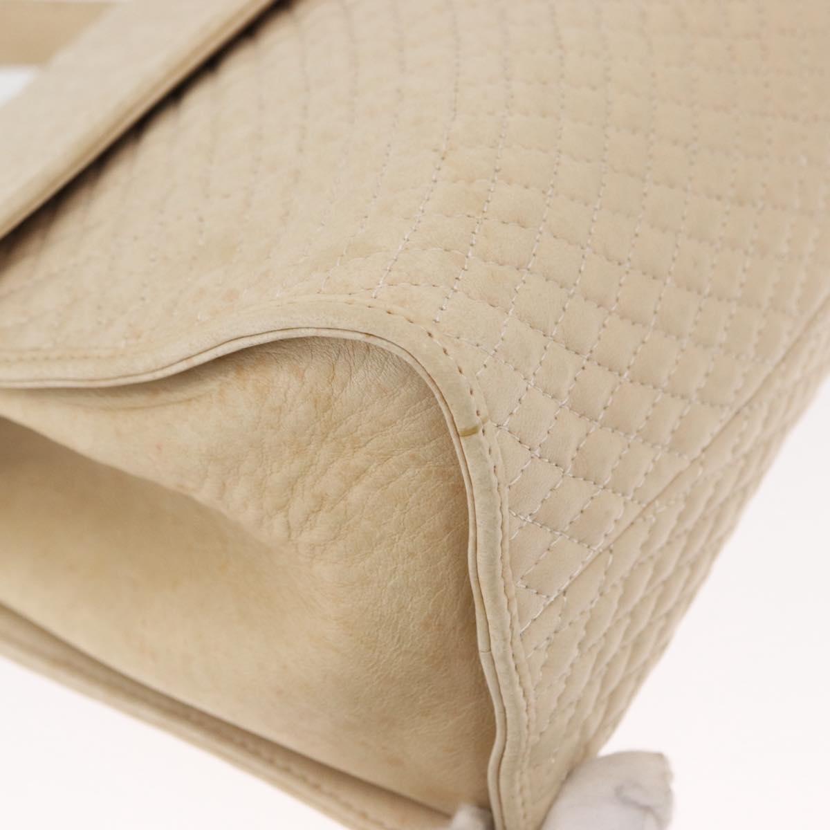 BALLY Hand Bag Leather 2way Ivory Gold Auth 164690