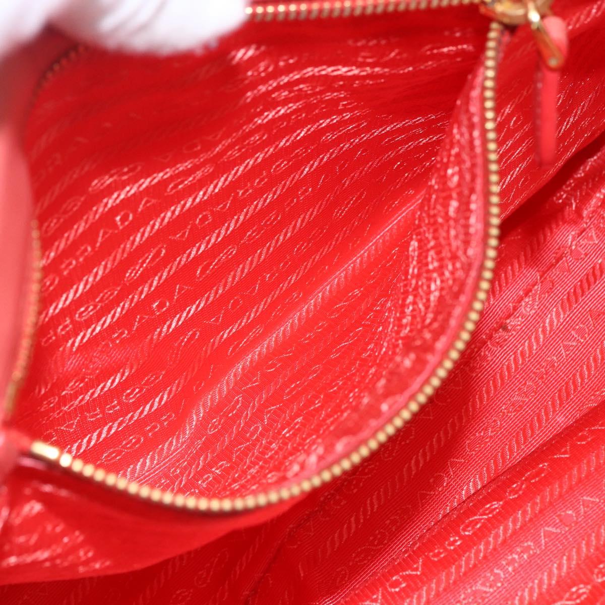 PRADA Hand Bag Nylon 2way Red Gold Auth 164691