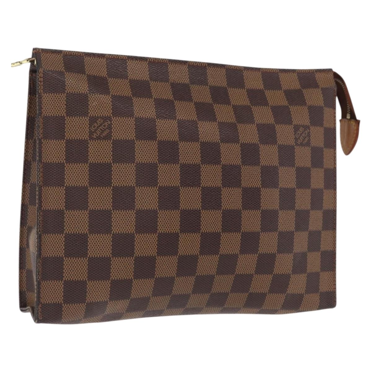 LOUIS VUITTON Damier Ebene Poche Toilette 26 Pouch N47543 LV Auth 164696