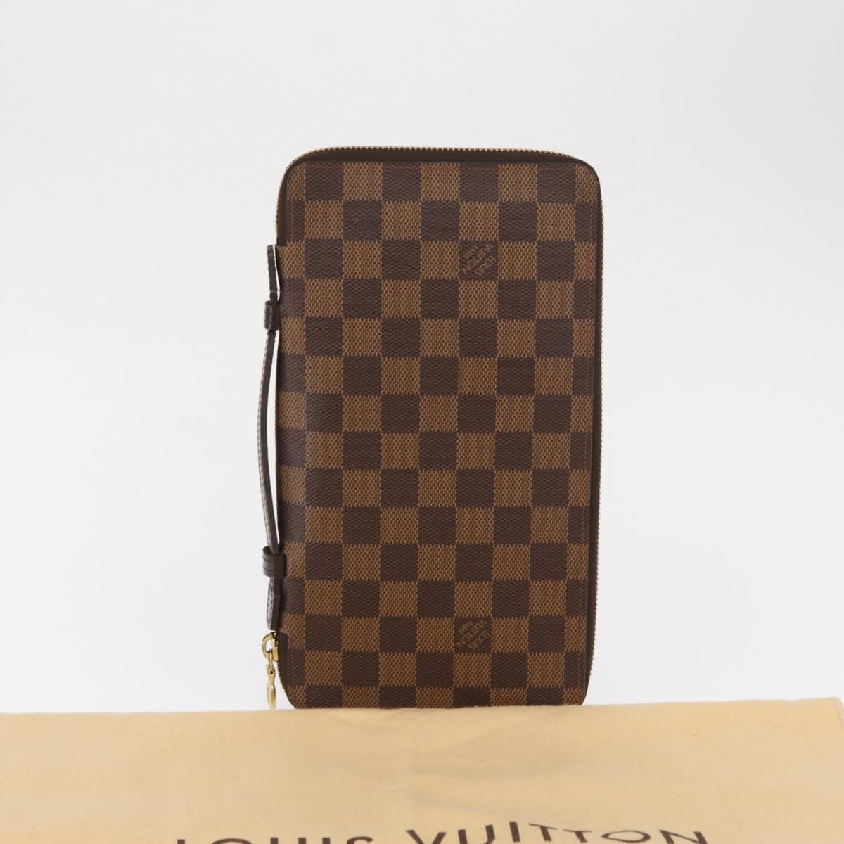 LOUIS VUITTON Damier Ebene Zippy Organizer Long Wallet N60003 LV Auth 164703V