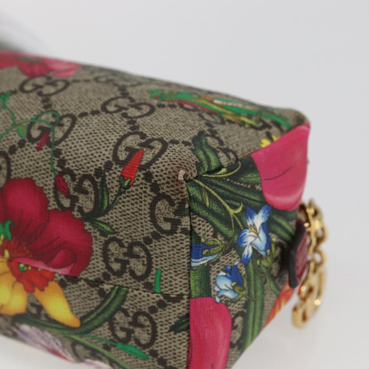 GUCCI GG Supreme Flora Ophiodia Pouch PVC Beige Gold 548394 Auth 164705