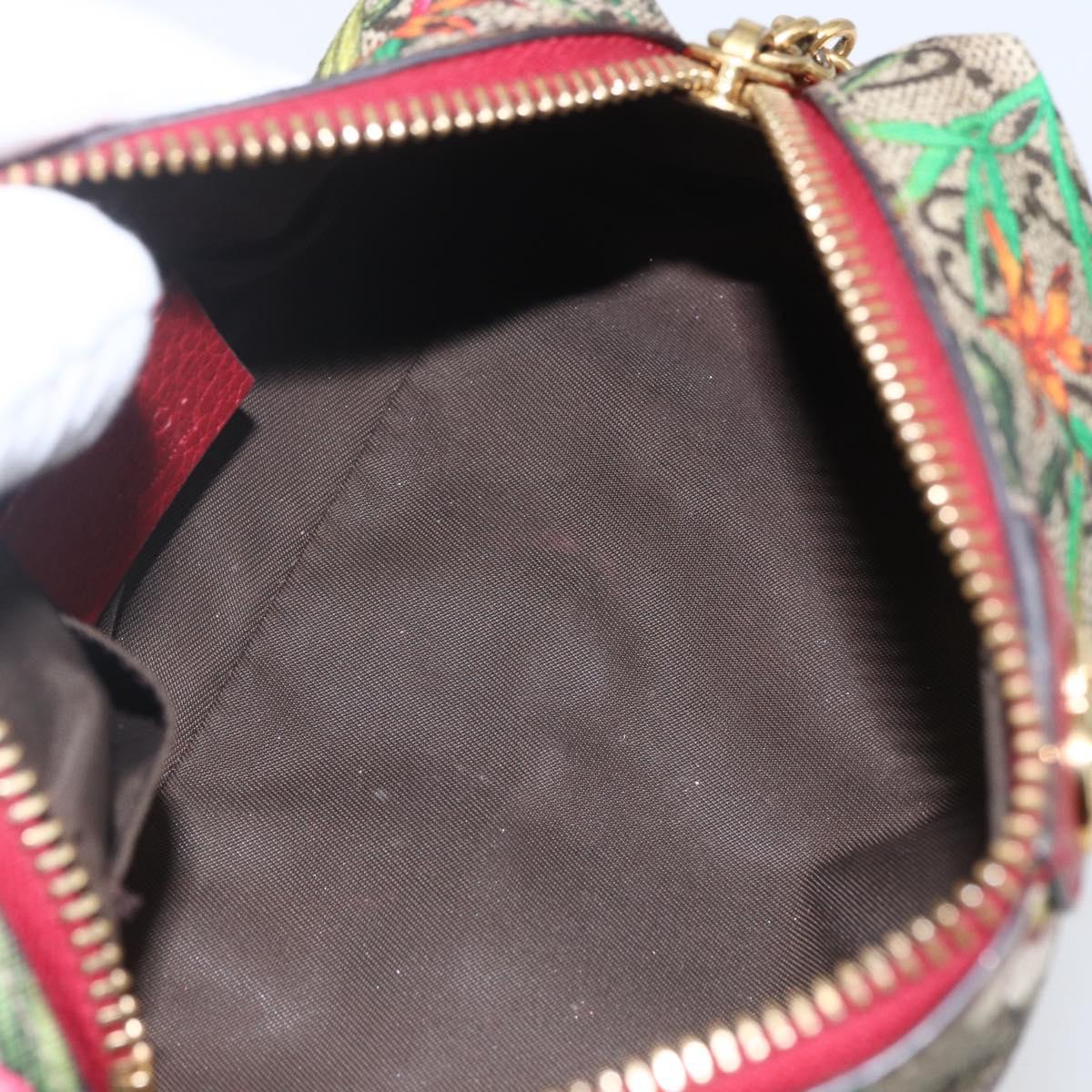 GUCCI GG Supreme Flora Ophiodia Pouch PVC Beige Gold 548394 Auth 164705