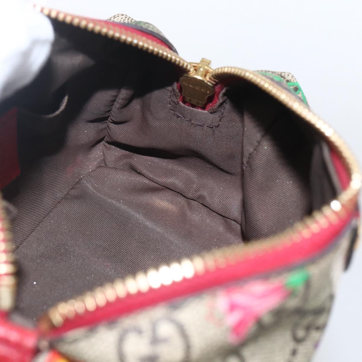 GUCCI GG Supreme Flora Ophiodia Pouch PVC Beige Gold 548394 Auth 164705