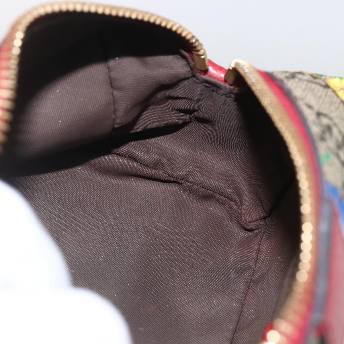 GUCCI GG Supreme Flora Ophiodia Pouch PVC Beige Gold 548394 Auth 164705