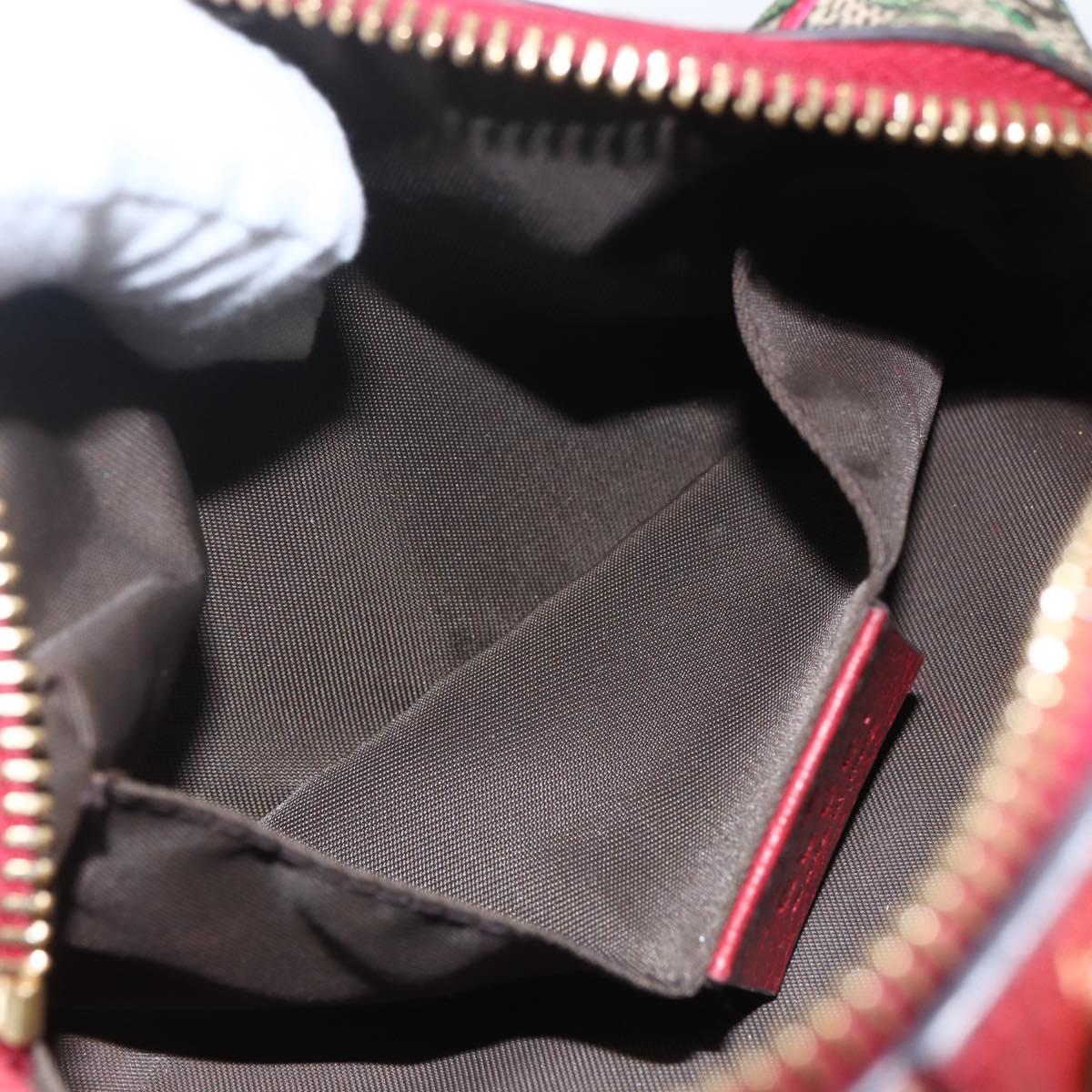 GUCCI GG Supreme Flora Ophiodia Pouch PVC Beige Gold 548394 Auth 164705