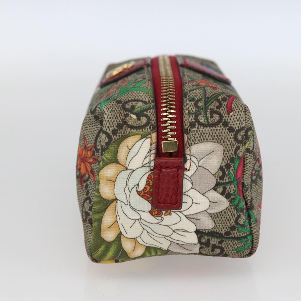 GUCCI GG Supreme Flora Ophiodia Pouch PVC Beige Gold 548394 Auth 164705