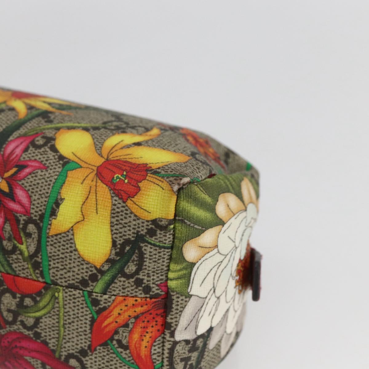 GUCCI GG Supreme Flora Ophiodia Pouch PVC Beige Gold 548394 Auth 164705