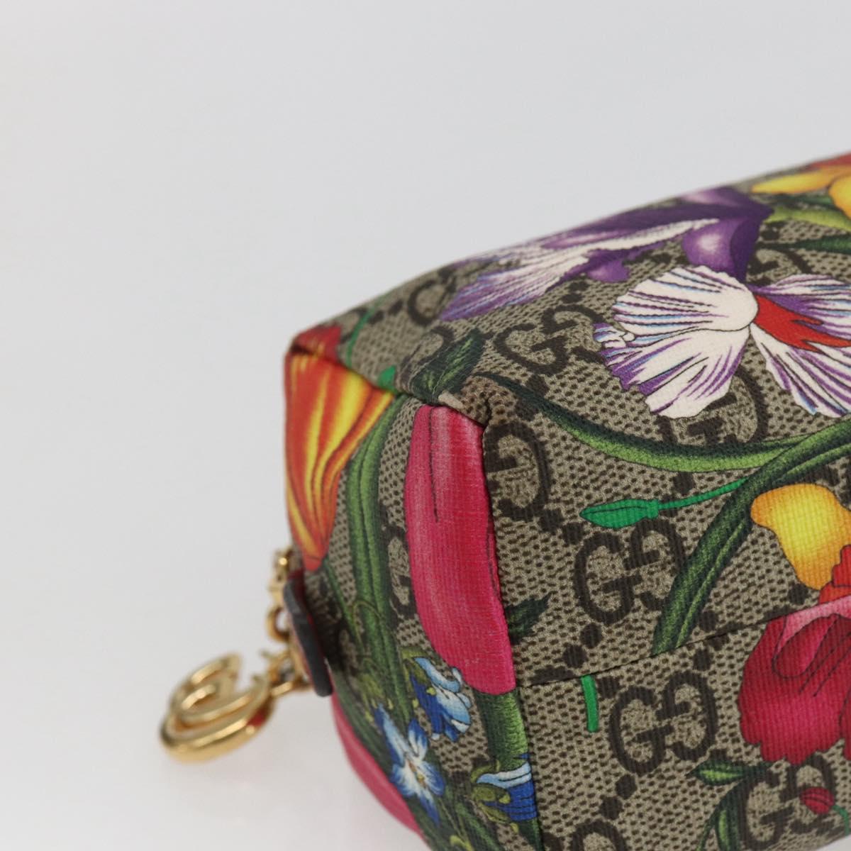 GUCCI GG Supreme Flora Ophiodia Pouch PVC Beige Gold 548394 Auth 164705