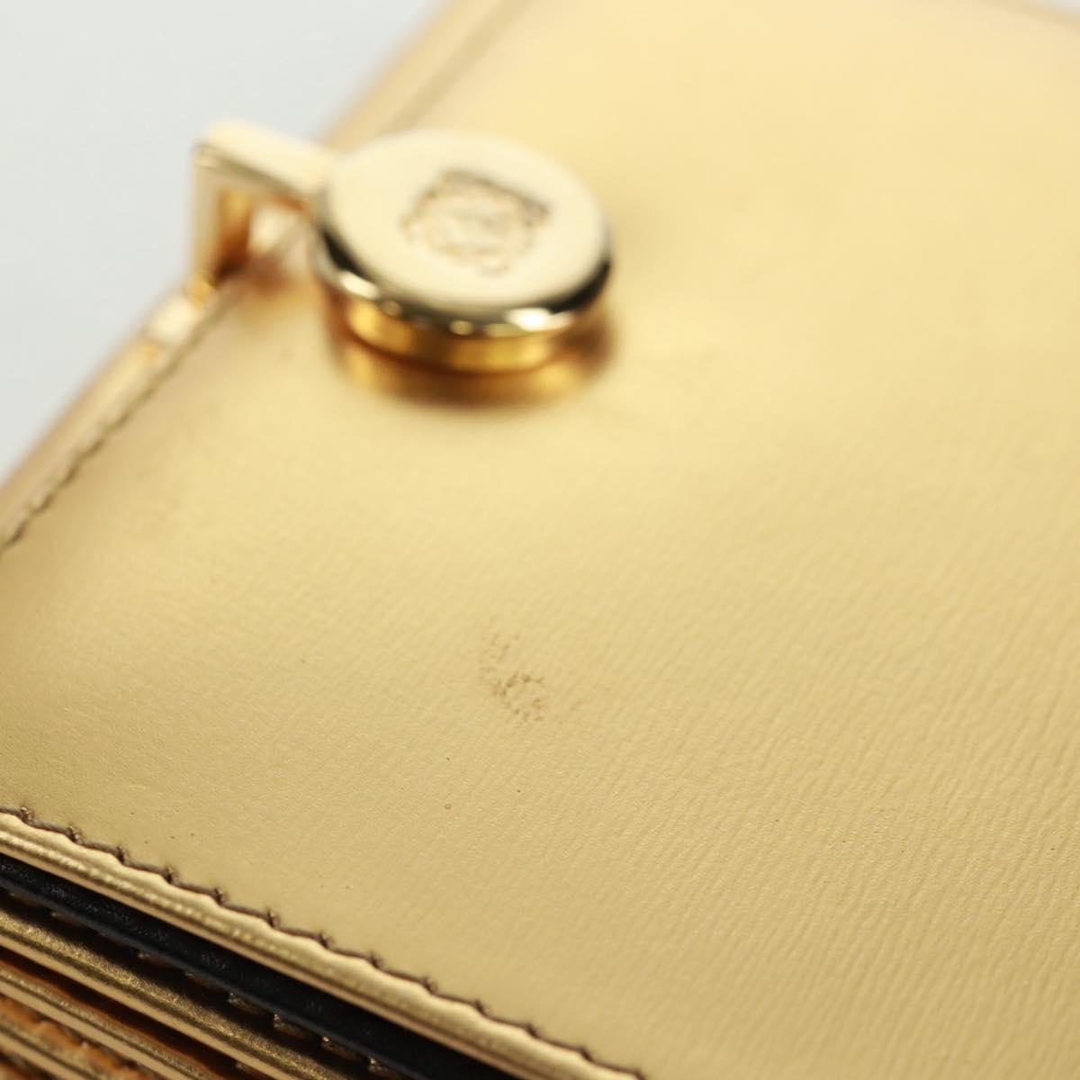 LOEWE Anagram Compact Wallet Leather Gold Silver Auth 164706V