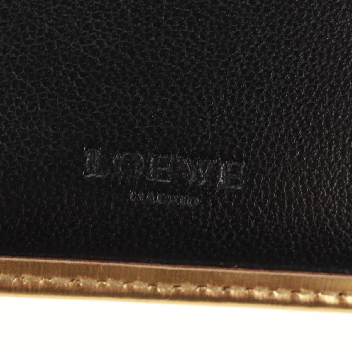 LOEWE Anagram Compact Wallet Leather Gold Silver Auth 164706V