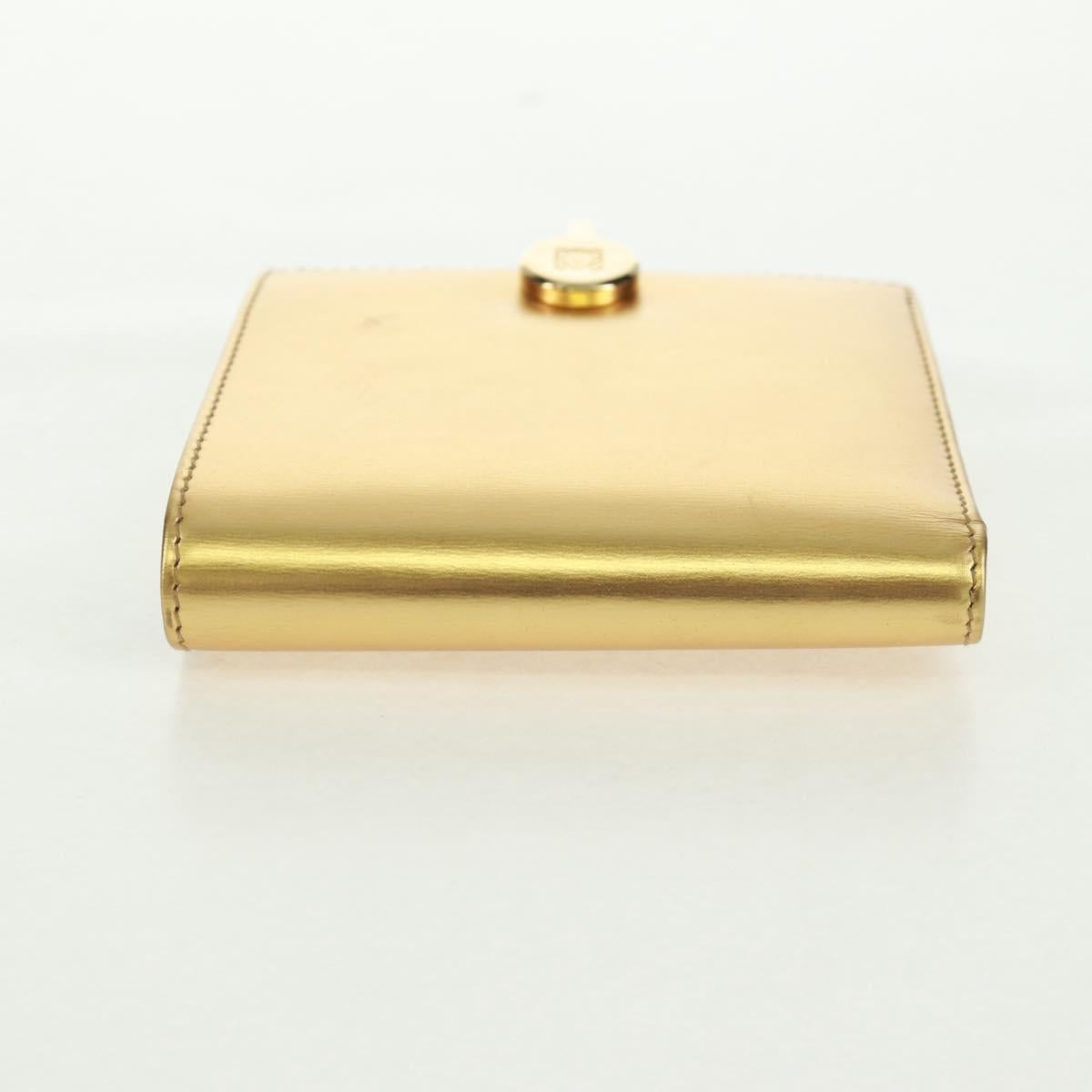 LOEWE Anagram Compact Wallet Leather Gold Silver Auth 164706V