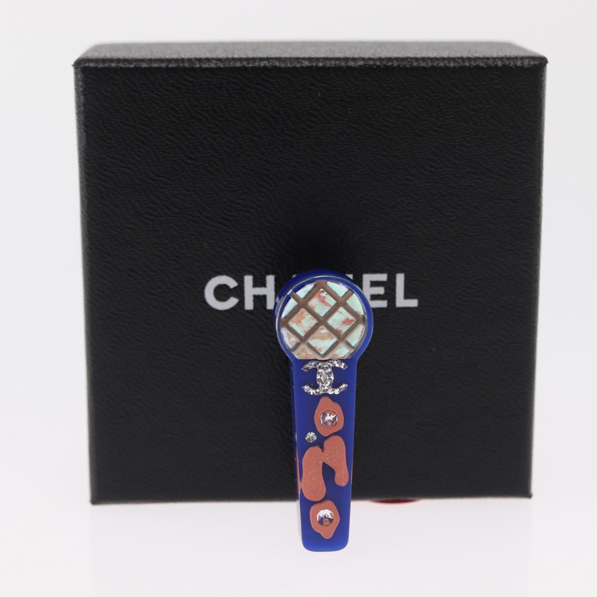 CHANEL COCO Mark Brooch plastic Blue CC Auth 164710SM