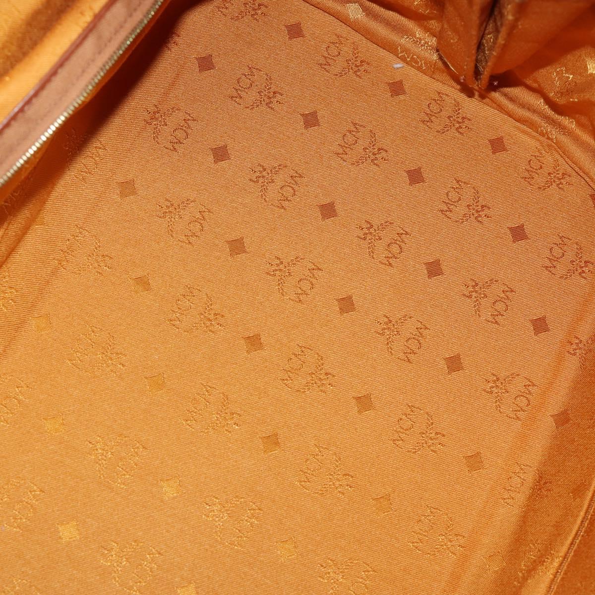 MCM Vicetos Logogram Boston Bag PVC Leather Brown Gold Auth 164740