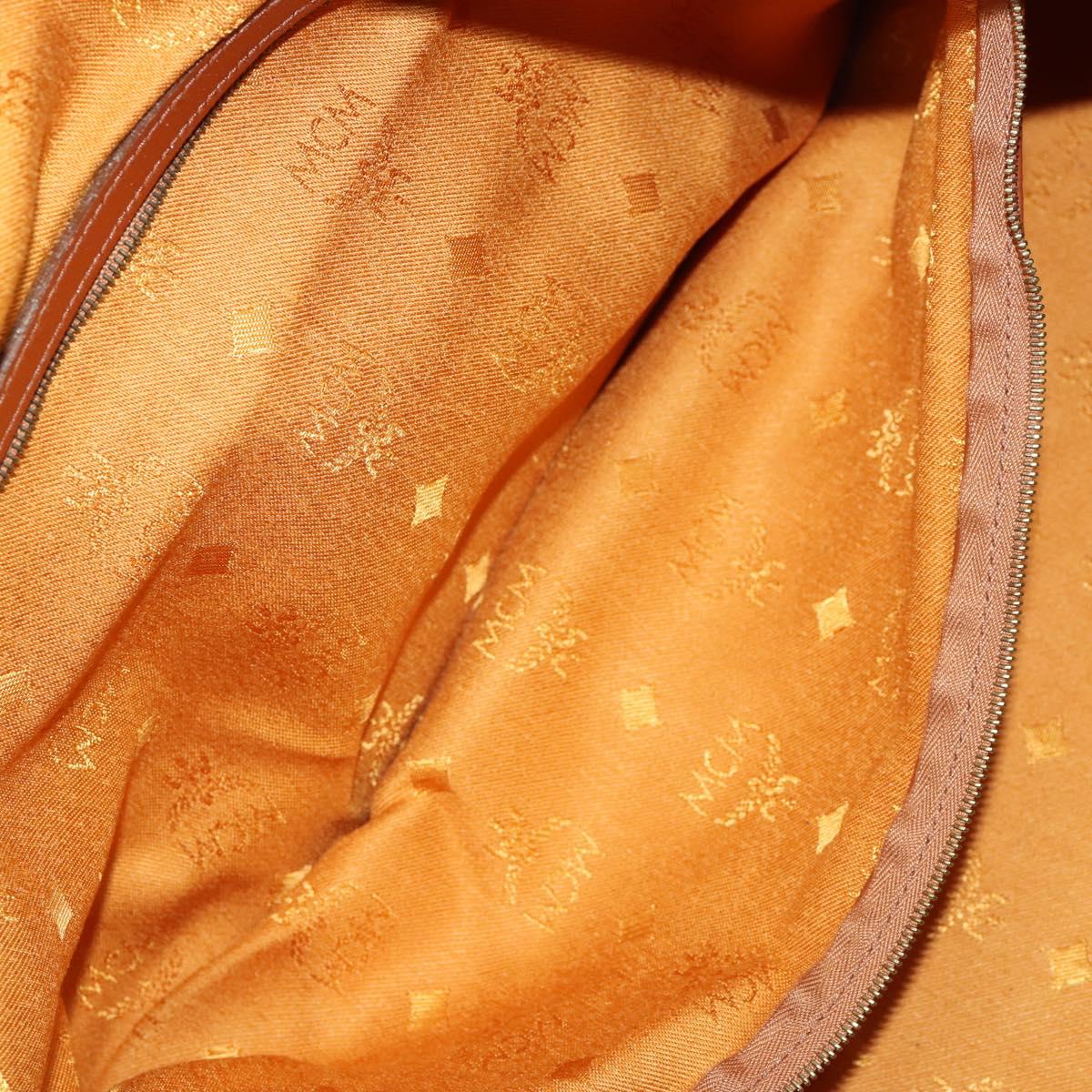 MCM Vicetos Logogram Boston Bag PVC Leather Brown Gold Auth 164740