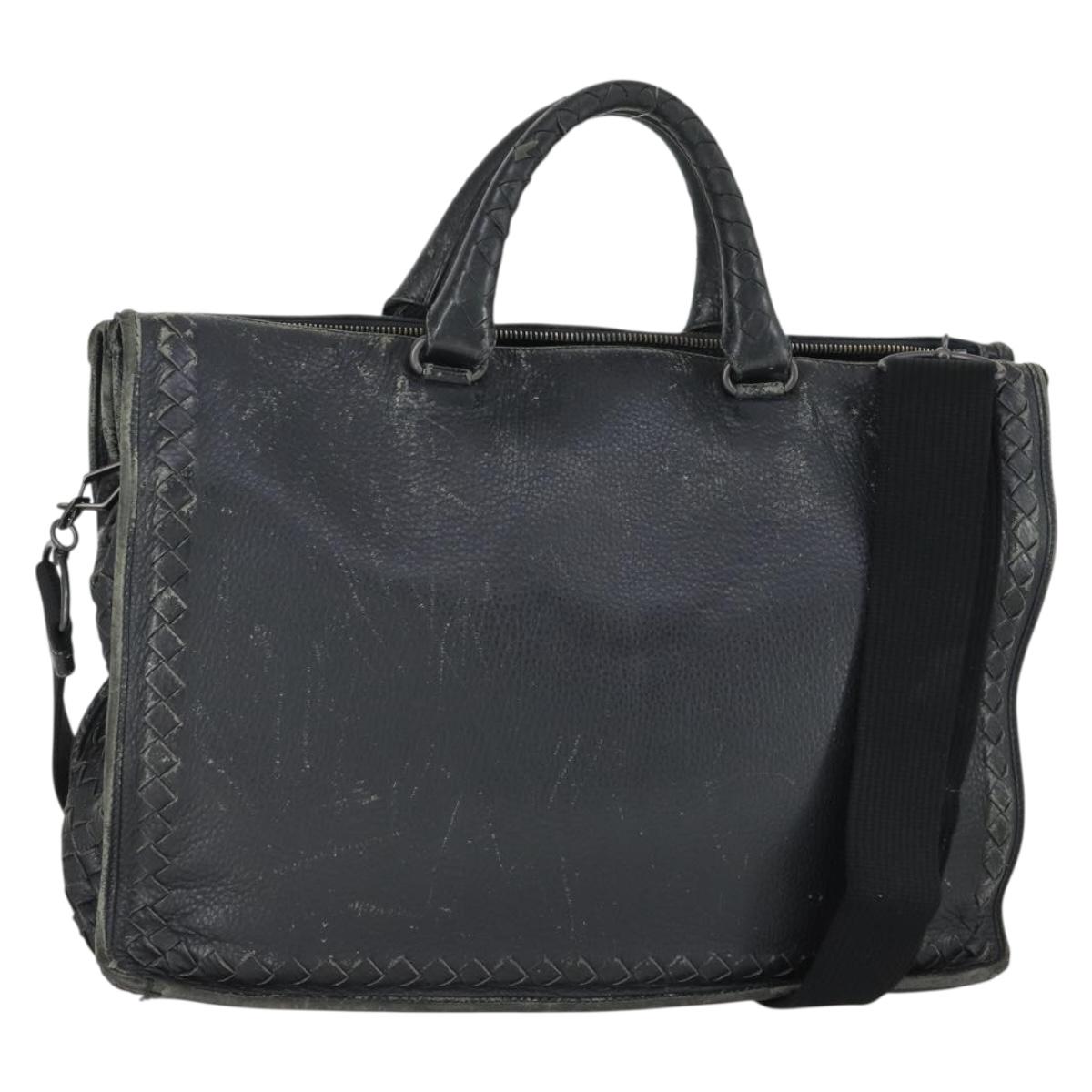 BOTTEGA VENETA INTRECCIATO Hand Bag Leather 2way Black Auth 164741