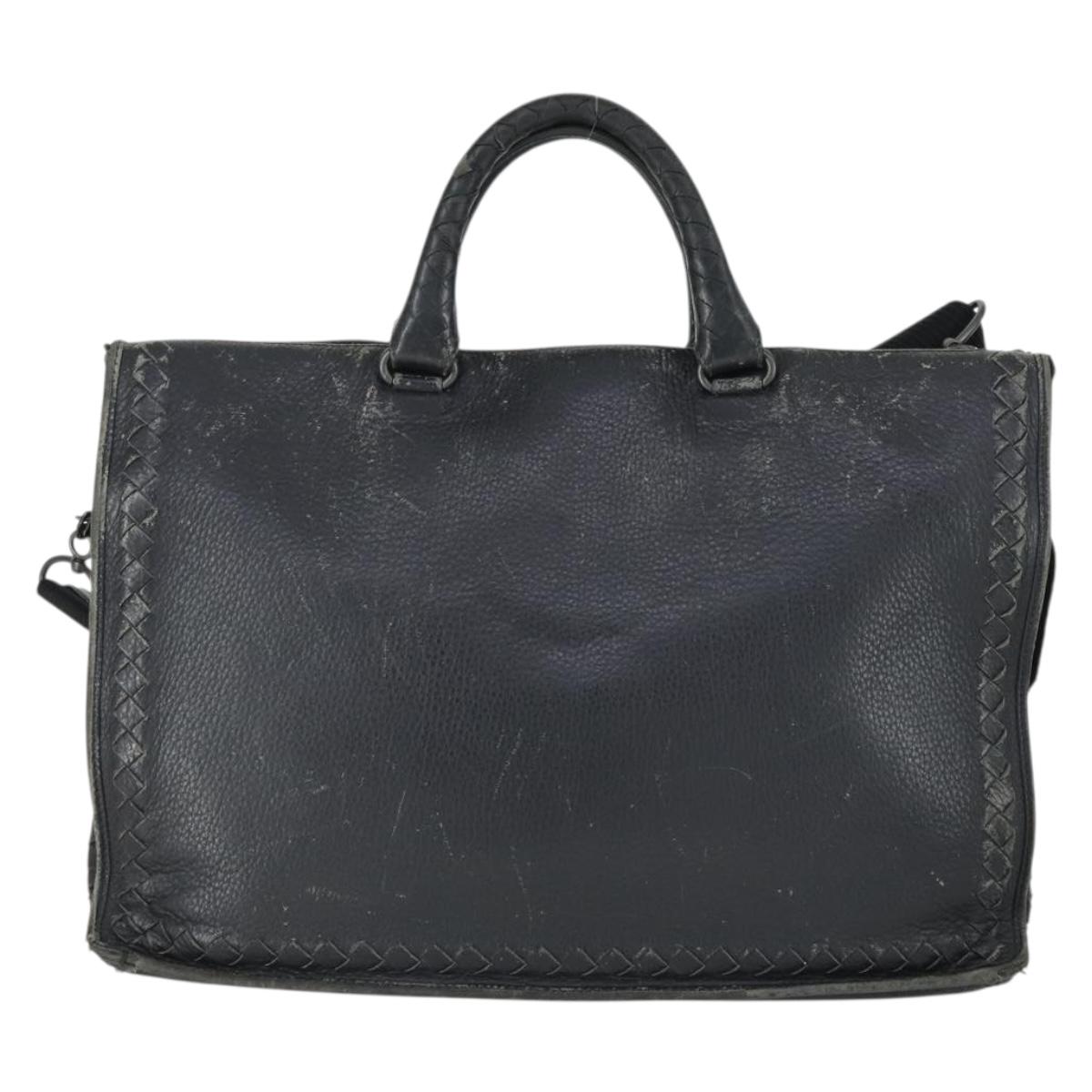 BOTTEGA VENETA INTRECCIATO Hand Bag Leather 2way Black Auth 164741