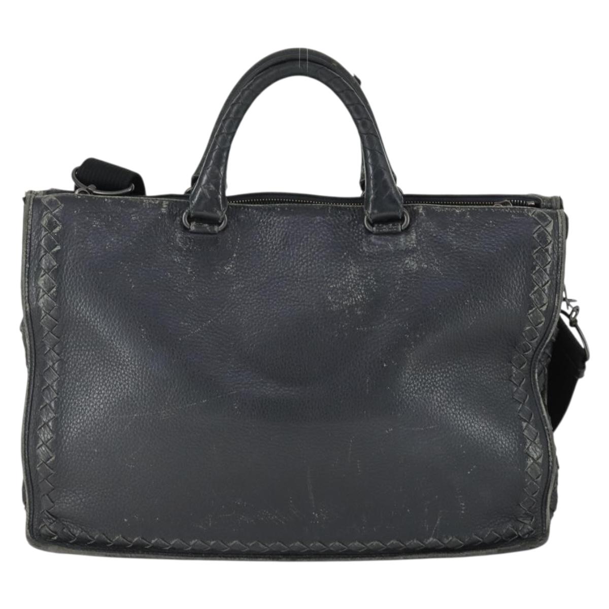 BOTTEGA VENETA INTRECCIATO Hand Bag Leather 2way Black Auth 164741