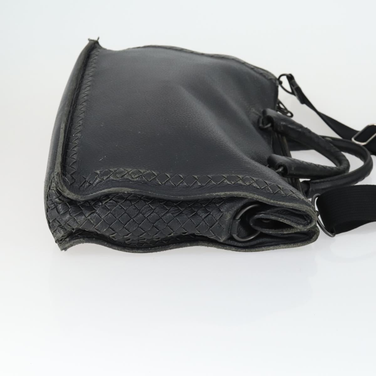 BOTTEGA VENETA INTRECCIATO Hand Bag Leather 2way Black Auth 164741