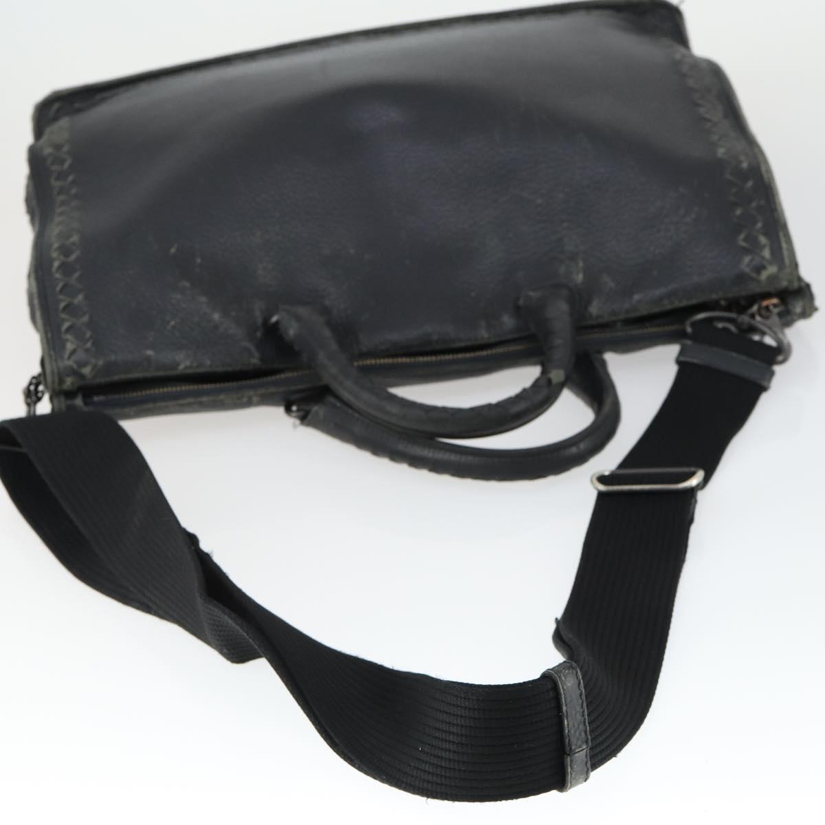 BOTTEGA VENETA INTRECCIATO Hand Bag Leather 2way Black Auth 164741