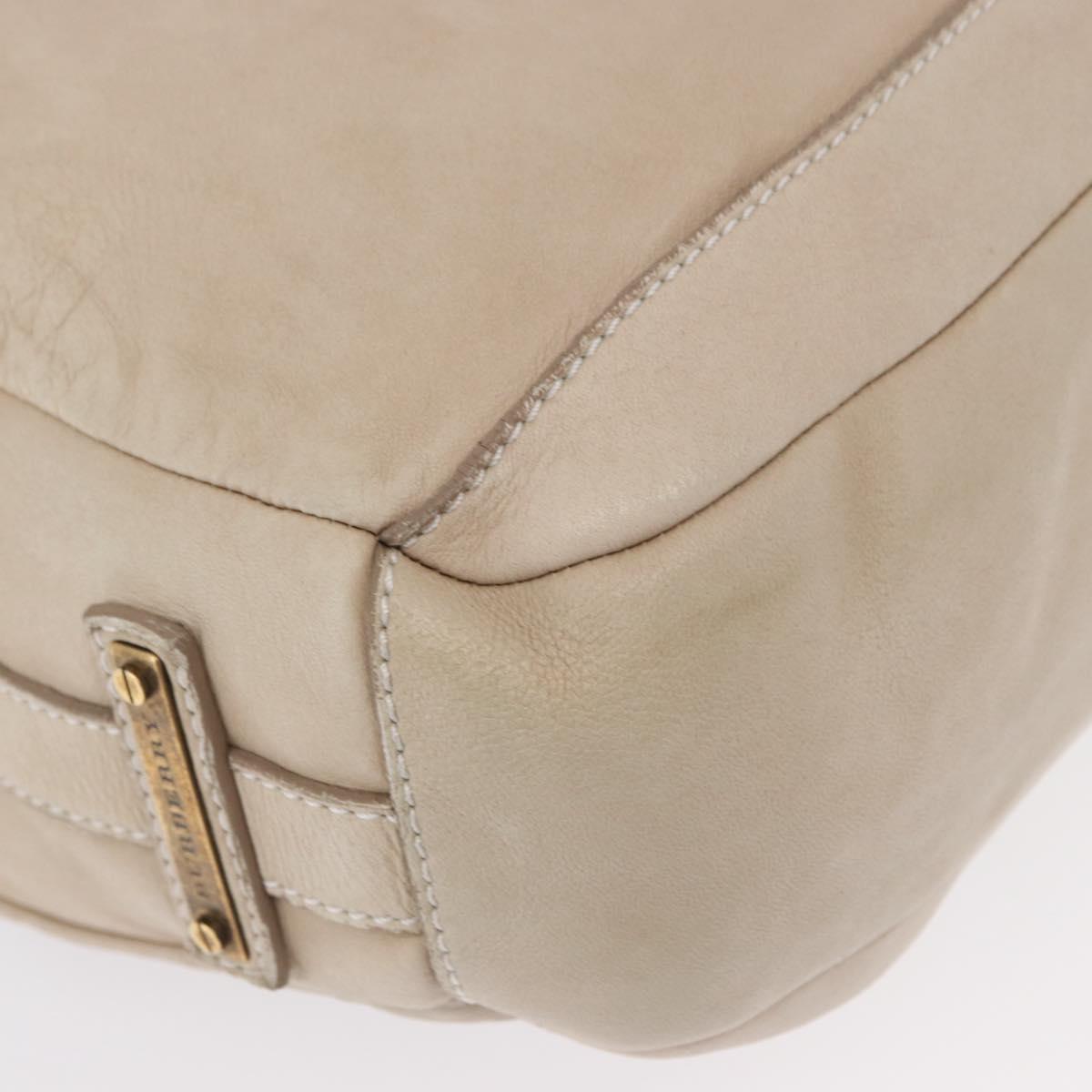 BURBERRY Shoulder Bag Leather Beige Gold Auth 164742