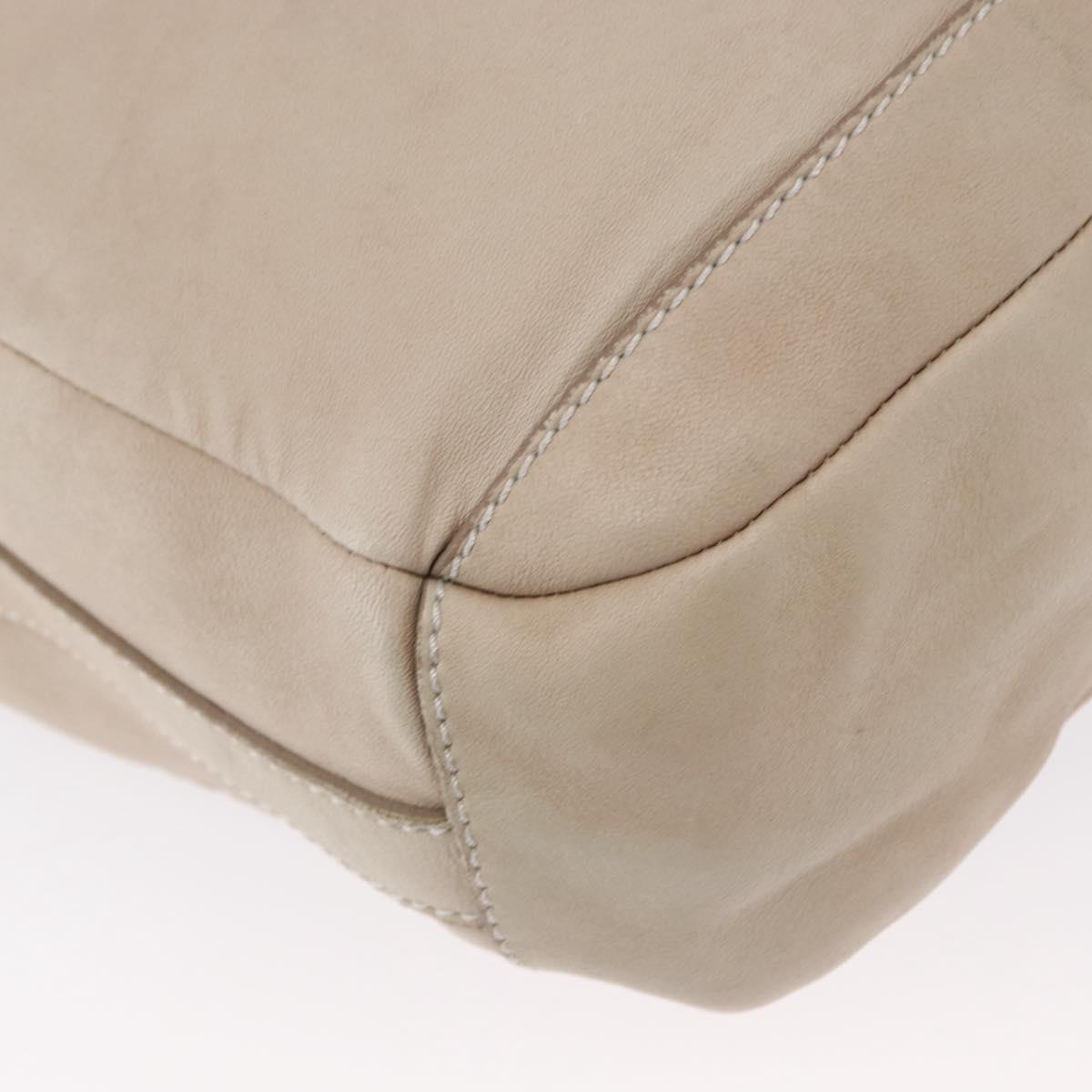 BURBERRY Shoulder Bag Leather Beige Gold Auth 164742