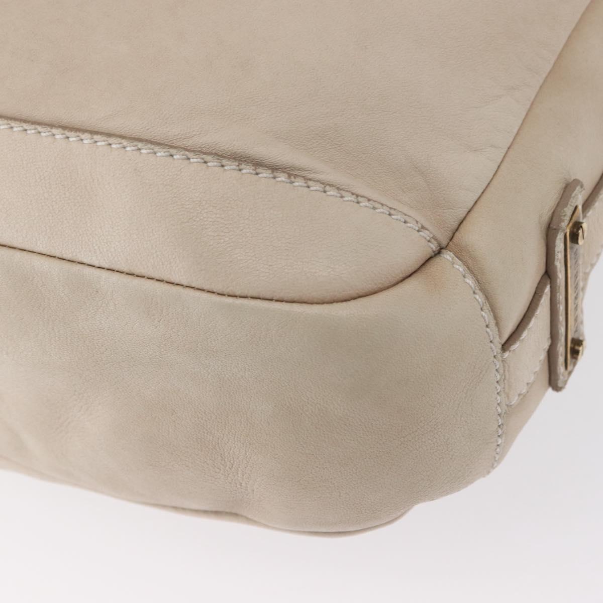 BURBERRY Shoulder Bag Leather Beige Gold Auth 164742