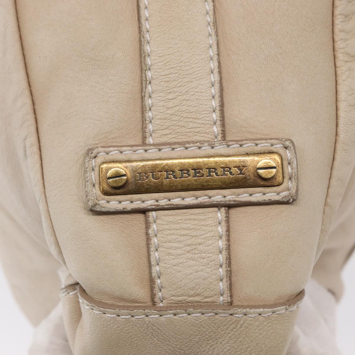 BURBERRY Shoulder Bag Leather Beige Gold Auth 164742