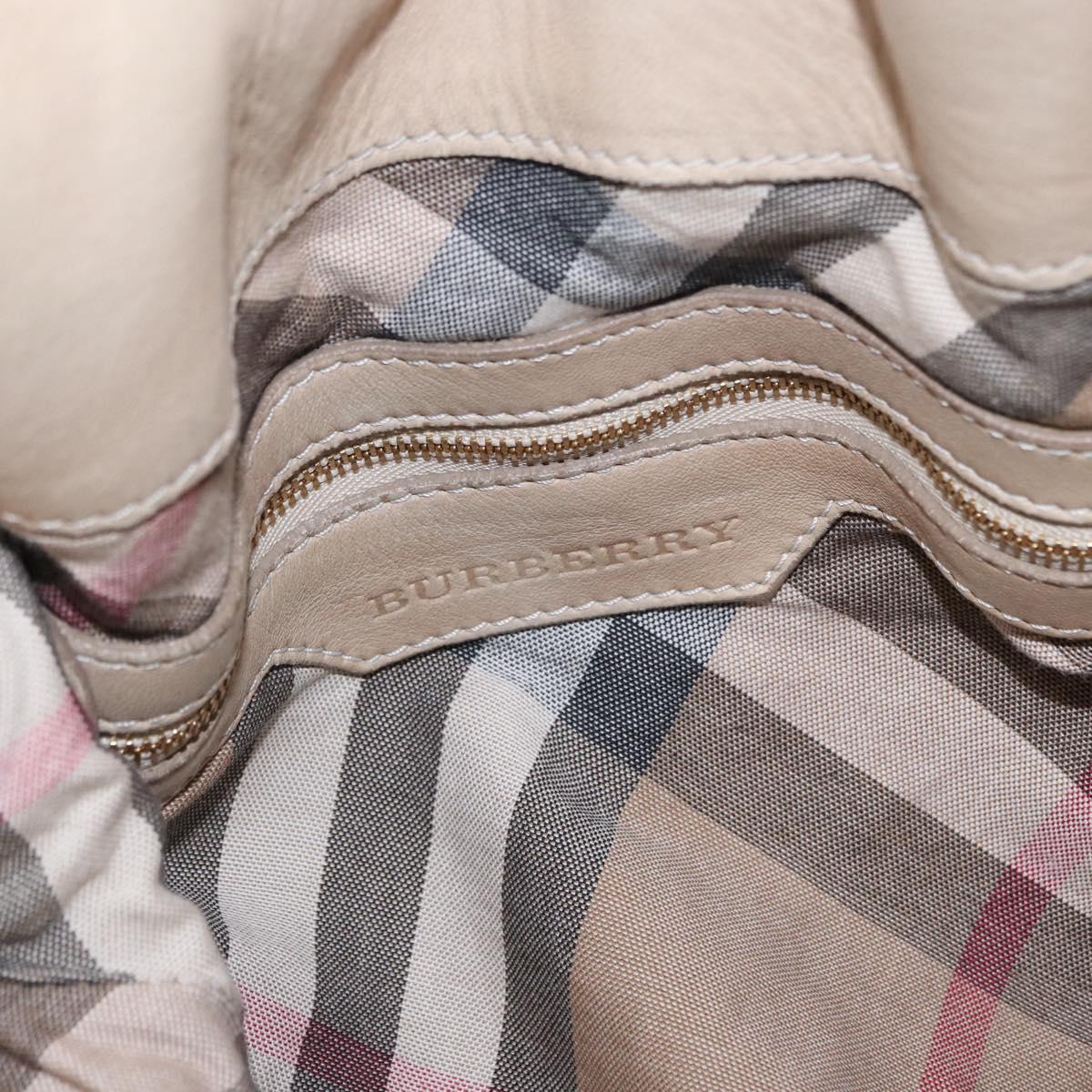 BURBERRY Shoulder Bag Leather Beige Gold Auth 164742