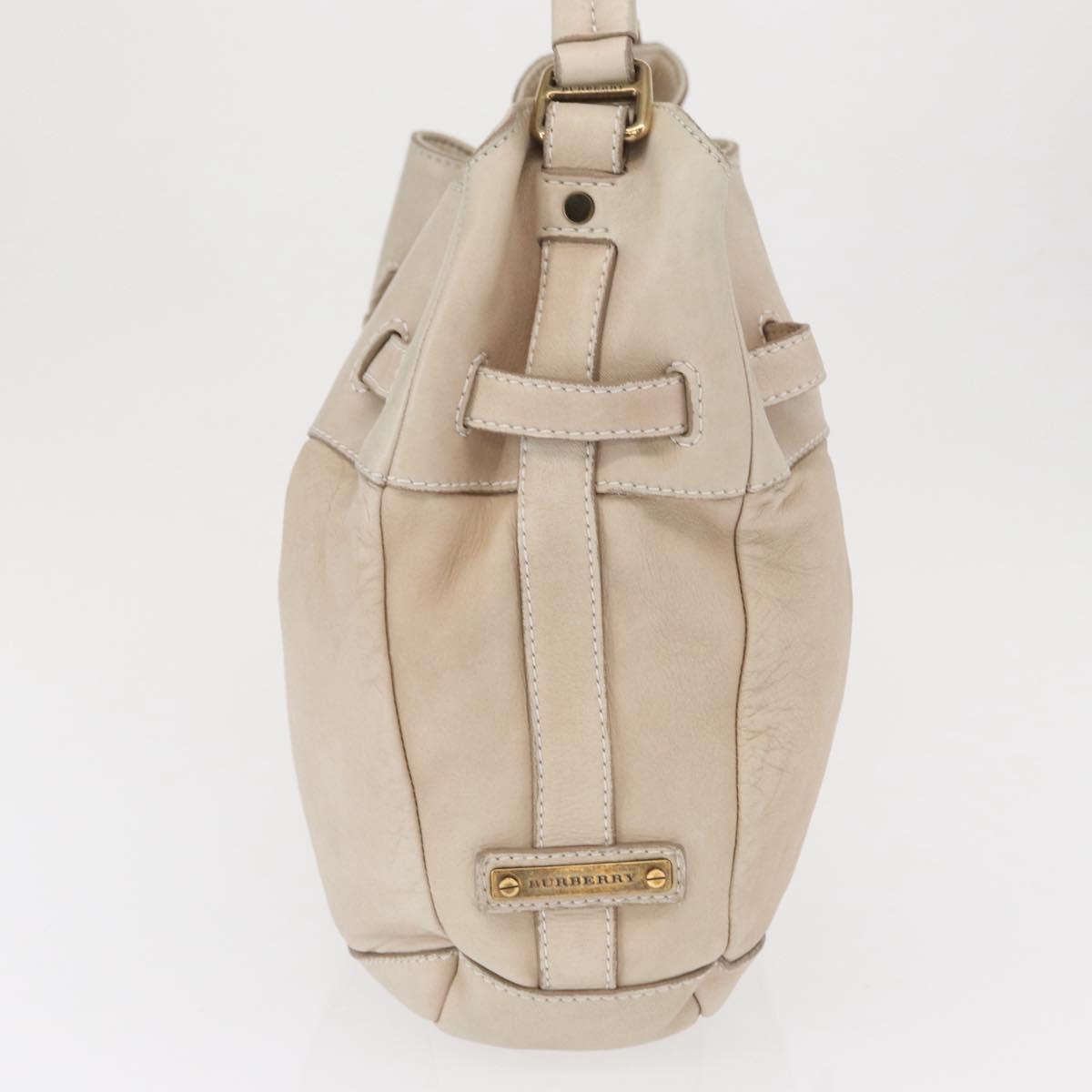 BURBERRY Shoulder Bag Leather Beige Gold Auth 164742